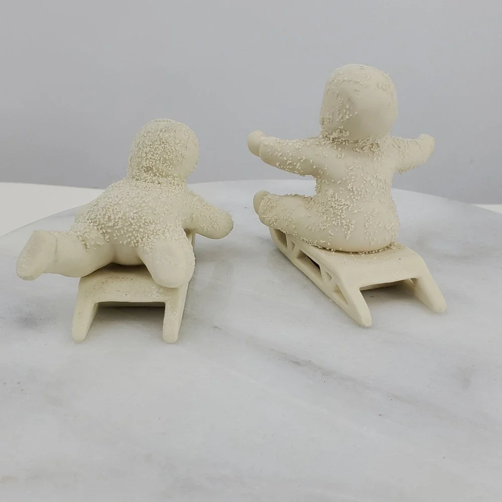 Dept‎ 56 Snowbabies Hold on Tight Give Me A Push Figurines Set of 2 Sledding